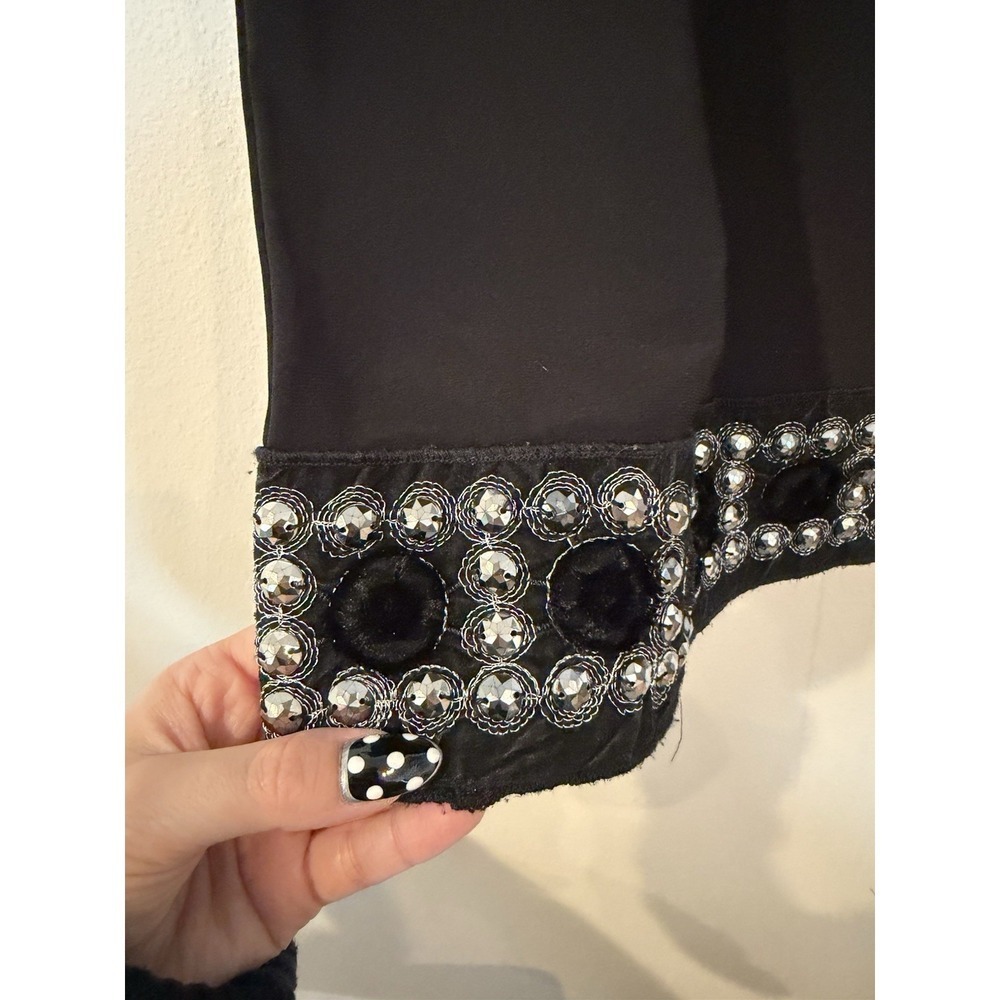 Tiana B Dress Black With Sheer Sleeves Rhinestones On Dress Hem In Size 4 Petite - Picture 4 of 7